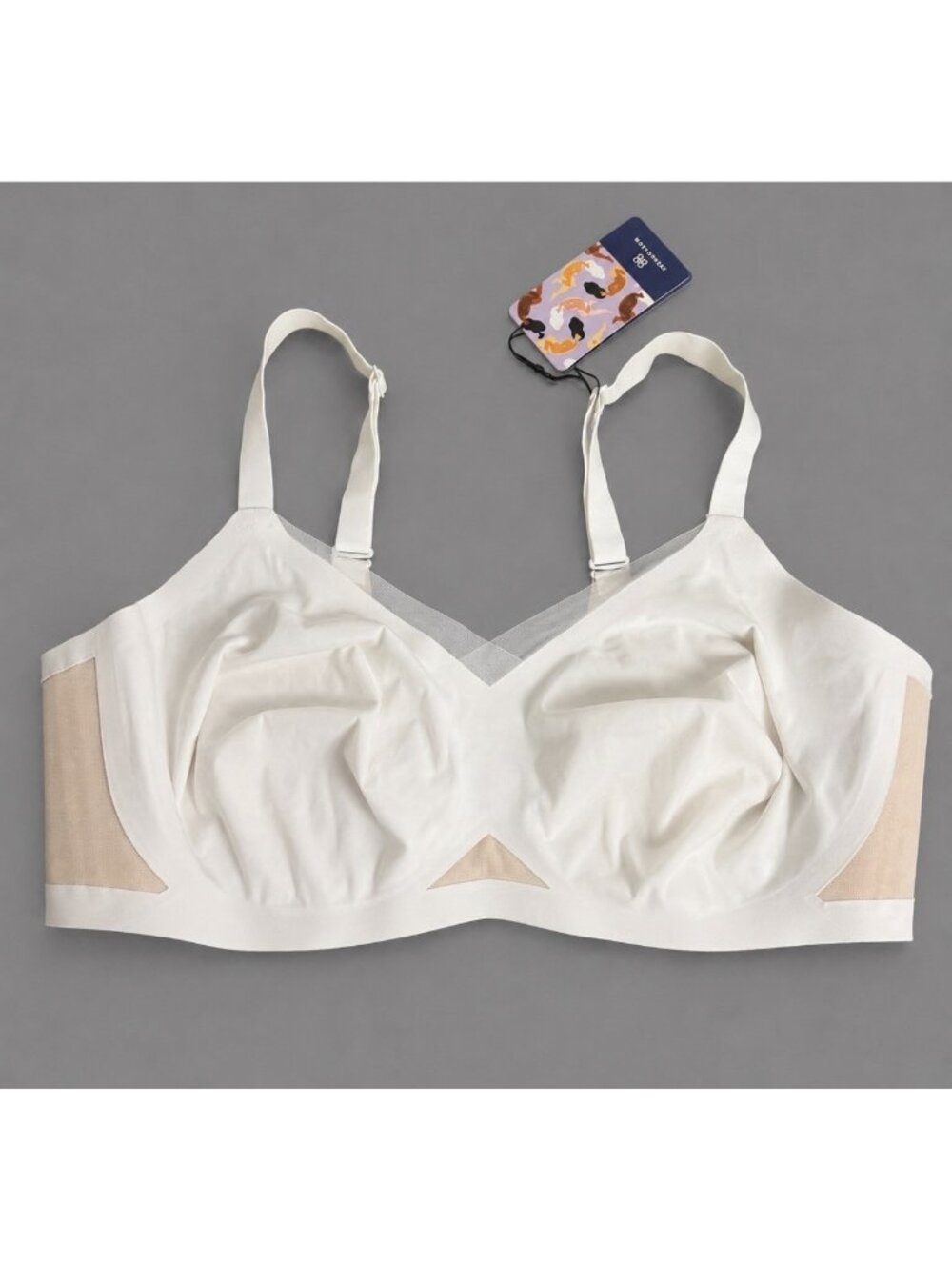 NWT HONEYLOVE Plus Size 3X (44DD/DDD) White Wireless CrossOver Bra *NO PADS*